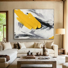 Load image into Gallery viewer, Bold Yellow &amp; Grey Abstract - Energetic Living Room Art LargeART1509
