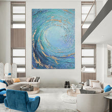 Load image into Gallery viewer, “Turquoise Swirl with Gold” – Textured turquoise and blue swirls, accented with gold. DTP332
