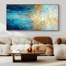 Load image into Gallery viewer, Blue &amp; Gold Ethereal Landscape Acrylic Art, Perfect for Bedroom &amp; Spa LargeART1015
