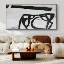 Load image into Gallery viewer, Black &amp; White Abstract Forms Painting, Perfect for Modern Gallery &amp; Monochrome Study LargeART1415
