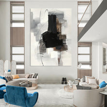 Load image into Gallery viewer, “Monochrome Abstract Gestures” - Black, White, Grey Abstract Art on Canvas DKH1280
