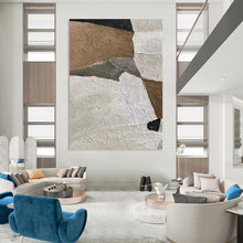 Load image into Gallery viewer, “Neutral Collage Abstraction” - Beige, Grey, Brown, White Abstract Art on Canvas DKH1140
