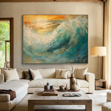 Load image into Gallery viewer, Hand - painted Generous - sized Powerful Ocean Wave Acrylic Art for Bold Living Rooms LargeART1801
