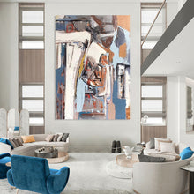 Load image into Gallery viewer, “City Shards” – Gray, Blue &amp; Brown Urban - inspired Abstract Acrylic Art DTP041
