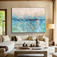 Load image into Gallery viewer, Blue - Green Abstract Painting On Canvas with Textured Layers DKH355
