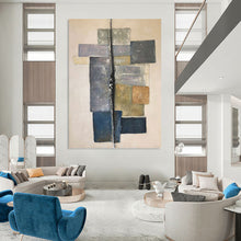 Load image into Gallery viewer, “Neutral Geometry: Modern Abstract” Abstract Painting on Canvas, Minimalist Office Decor DKH1041
