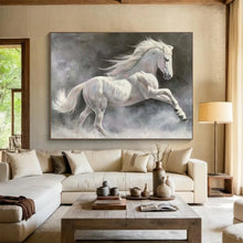 Load image into Gallery viewer, Hand - painted Majestic White Horse Acrylic Art for Equestrian - Inspired Living Spaces LargeART1744

