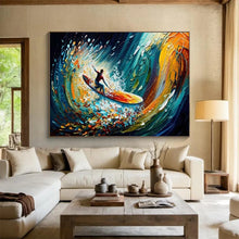 Load image into Gallery viewer, “Surfer in Colorful Waves” - Expressionistic Abstract Acrylic, Suits Sports Bar and Teen Bedroom DLZ259
