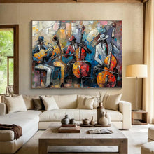 Load image into Gallery viewer, Colorful Jazz Band Painting on Canvas - “Vibrant Performers” DKH761
