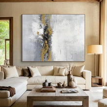 Load image into Gallery viewer, Large - Format Gray - White Gold Cluster Abstract Acrylic Art for Modern Dining Room &amp; Corporate Waiting Area LargeART0380
