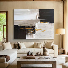 Load image into Gallery viewer, Large Black - White - Gold Accents Art - Perfect for Luxury Bedroom &amp; Upscale Hotel Suite LargeART0788
