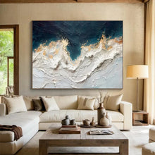 Load image into Gallery viewer, Hand - painted Large - Scale Textured Ocean Waves Acrylic Art for Nautical - Themed Dining Rooms LargeART1749
