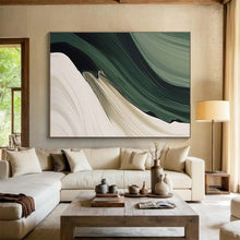 Load image into Gallery viewer, Flowing Abstract Painting on Canvas - “Green and White Waves” DKH753
