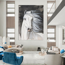 Load image into Gallery viewer, “White Horse Portrait” - Realistic Animal Art on Canvas DKH1529
