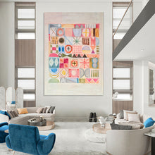Load image into Gallery viewer, Pastel Geometric Abstract Painting, Suited for Minimalist Nursery &amp; Modern Home Office LargeART1849
