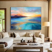 Load image into Gallery viewer, Vibrant Sunset Over the Ocean Abstract acrylic painting DLZ069
