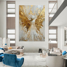 Load image into Gallery viewer, Gold &amp; White Textured Abstract Painting, Ideal for Spiritual Bedroom &amp; Luxe Living Room LargeART2135
