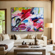 Load image into Gallery viewer, Colorful Expressive Abstract Painting with Pink, Blue, and Green for Playful Kids’ Room &amp; Art Studio DKH297
