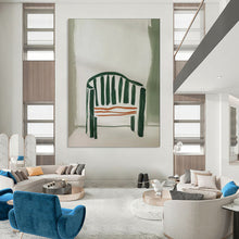 Load image into Gallery viewer, Green - Striped Chair Abstract Painting, Suited for Eclectic Kitchen &amp; Cozy Reading Nook LargeART2028
