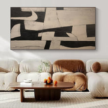 Load image into Gallery viewer, Hand - painted Oversized Black - White Geometric Abstract Acrylic Art for Modern Offices LargeART0125
