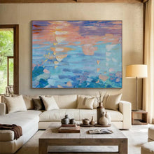 Load image into Gallery viewer, Colorful Sunset Reflection Abstract Painting on Canvas - “Sky on Water” DKH662
