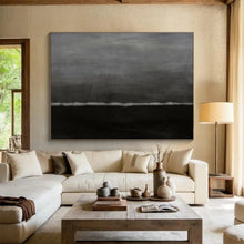 Load image into Gallery viewer, Monochrome Horizon Abstract Painting on Canvas - “Dusk’s Whisper” DKH598
