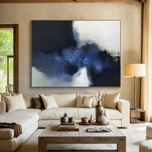 Load image into Gallery viewer, Hand - painted Blue and Black Abstract Acrylic Art for Modern Dining Room Decor LargeART1661
