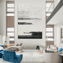 Load image into Gallery viewer, “Minimalist Shores” – Thin black lines, textured white, suggesting distant coasts DTP369
