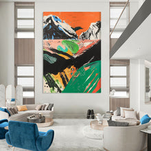 Load image into Gallery viewer, “Abstract Mountain Landscape in Bold Colors” – Vibrant Mountain Oil Painting with Expressive Brushstrokes DTP092
