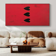 Load image into Gallery viewer, Red and Black Hearts Abstract Art for Romantic Bedroom &amp; Trendy Gift Shop LargeART0950
