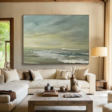 Load image into Gallery viewer, Subtle Sea and Sky in Muted Greens Abstract acrylic painting DLZ027
