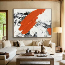 Load image into Gallery viewer, Orange, Gray, and White Impasto Acrylic Art - Perfect for Contemporary Gallery &amp; Vibrant Dining Room LargeART0617
