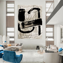 Load image into Gallery viewer, “Ink Abstraction” - Black, gray, dynamic brushstrokes on light background DTP169
