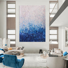 Load image into Gallery viewer, “Gradient Blue Abstract Field” - Blue, White Ombre Art on Canvas DKH1350
