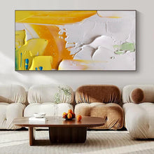 Load image into Gallery viewer, Bright Yellow &amp; White Textured Abstract Painting, Suited for Cheerful Kitchen &amp; Creative Studio LargeART1346
