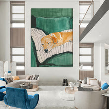 Load image into Gallery viewer, Sleeping Dog on Sofa Abstract Painting, Ideal for Family Room &amp; Pet - Lovers’ Bedroom LargeART2032
