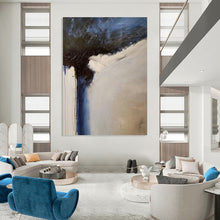 Load image into Gallery viewer, “Blue &amp; White Textured Abstraction” - Expressive Abstract Art on Canvas DKH1499

