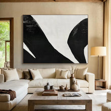Load image into Gallery viewer, Abstract Painting on Canvas: Black - and - White Bold Forms - “Dramatic Contrast” DKH586
