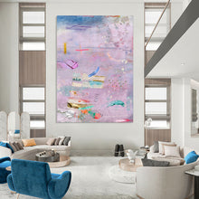 Load image into Gallery viewer, Purple Collage Abstract Painting, Suited for Eclectic Living Room &amp; Creative Writing Nook LargeART1855
