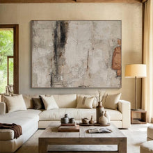 Load image into Gallery viewer, Hand - painted Large - sized Textured Neutral - Toned Abstract Acrylic Art for Minimalist Hallways LargeART0101
