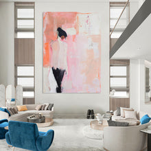 Load image into Gallery viewer, Minimalist Abstract Figure Art, Soft Pink - Toned Painting for Feminine Bedroom &amp; Serene Meditation Space LargeART2205
