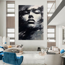 Load image into Gallery viewer, Black &amp; White Abstract Portrait Art, Perfect for Dramatic Bedroom &amp; Modern Office LargeART2130
