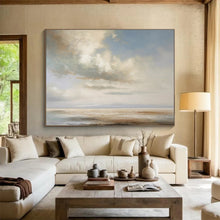 Load image into Gallery viewer, Soft Sky and Sea Abstract Painting On Canvas for Coastal Bedroom &amp; Yoga Studio DKH334
