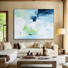Load image into Gallery viewer, Custom Large Blue and Green Abstract Art - Great for Modern Office Break Room &amp; Nature - Loving Home LargeART0769

