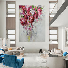 Load image into Gallery viewer, “Impasto Pink Flower Bouquet” - Vibrant Floral Art on Canvas DKH1464

