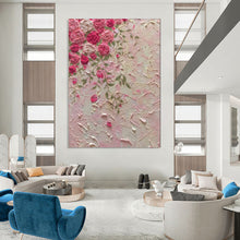 Load image into Gallery viewer, Textured Pink Rose Bouquet Abstract, Suited for Romantic Dining Room &amp; Feminine Dressing Area LargeART1985
