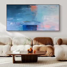 Load image into Gallery viewer, Blue - Toned Abstract Landscape Canvas Painting, Ideal for Coastal Home Office &amp; Minimalist Living Room LargeART1178
