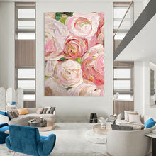 Load image into Gallery viewer, “Impressionistic Pink Roses” Abstract Floral Painting on Canvas, Romantic Decor DKH983
