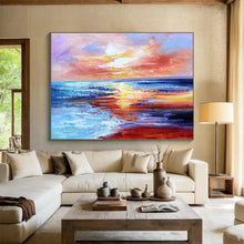 Load image into Gallery viewer, Colorful Sunset Seaside Abstract Painting for Coastal Home &amp; Beachfront Restaurant DKH294
