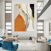 Load image into Gallery viewer, “Colorful Shapes &amp; Gold Streaks” - Modern Abstract Art on Canvas DKH1515

